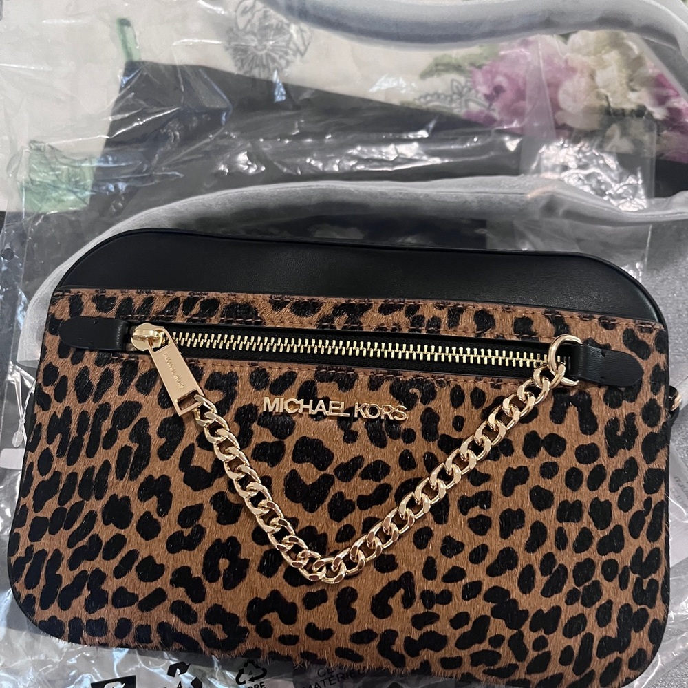 Michael Kors Black and Brown Leopard bag